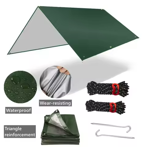 5x4m 3x3m 2x3m Large Waterproof Tarp Camping Tent Shade Membrane Ultralight Garden Canopy Awning Tou