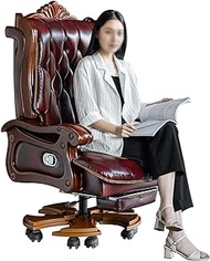 Business Boss Chair, Ergonomic Cowhide Executive Chairs with Footrest, High-Back Managerial Chairs, 150° Reclining Office Seat (Color : Black) lofty ambition