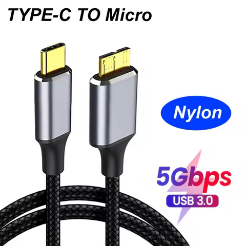 Nylon USB 3.0 Type-c to Micro B 5Gbps Data Sync Transfer 5V Charger Cable For Laptop PC External Har