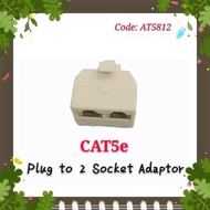 CAT5E Plug to 2 Socket Adaptor