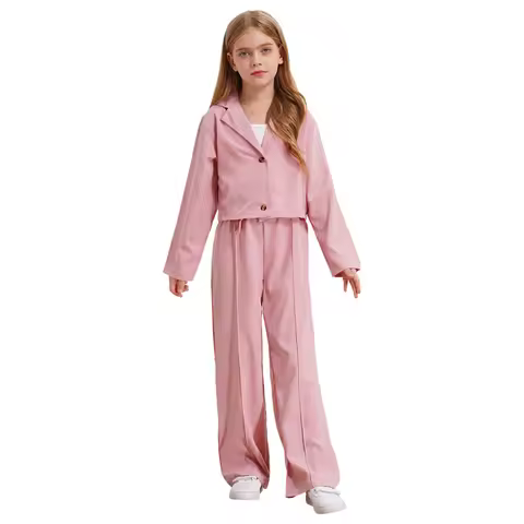 Girls Formal Outfit 3 Pieces Suits Clothing Sets Spring Summer Kids Cropped Blazer Jackets Fashion L