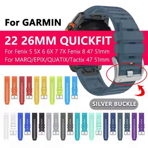 22 26MM Slicone Strap QuickFit for Garmin Fenix 6 6X PRO 7 7X Solar 5 5X 965 Fenix 8 Epix Pro Gen2 4