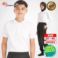 MU T-SHIRT PUTIH BERKOLAR LENGAN PENDEK & PANJANG / TSHIRT PUTIH COTTON / UNISEX COLLAR WHITE T-SHIR
