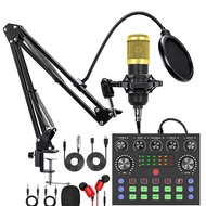V8S Live Sound Card with Microphone Set for DJ Disco Device Music/Recording Podcasting Live Streamin