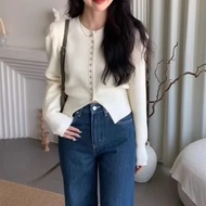 HECTIC Yuma Cardigan Basic Knitwear for Women - Premium Mushroom Button Knit Cardigan Top - Korean S