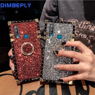 DIMBEPLY Đối Với Vivo Y19 Y17 Y12 Y11 Y15 Y91C Quảng Trường Bling Glitter Trường Hợp Có Giá Đỡ Nhẫn