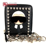 FENDI卡爾拉格斐雙折錢包，附錢包鏈