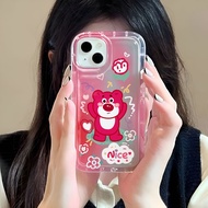 Photo frame airbag case for iphone 14promax 11 13 12 7Plus X XS Max cute pink Strawberry Bear Lotso cover