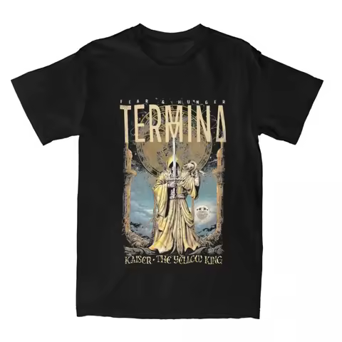 Men Clothing Summer Short Sleeve Fear and Hunger Termina Print Tshirts Loose 100% Cotton T-shirt Cas