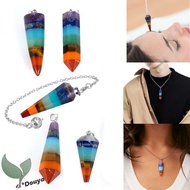 7 Chakra Stones Necklace Pendant Dowsing Crystal Pendulum Hexagon Point Stones Pendant Divination Pe