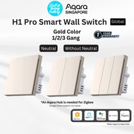 AQARA Smart Wall Switch H1 Pro Gold (1/2/3 Gang), Support Apple HomeKit, Alexa, (Smart Light Switche