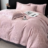 Luxury Wedding Bedding TC1600 Washed Silk 4 IN1 Bedsheet Set Silky Smooth Quilt Cover Bedsheet Pillo