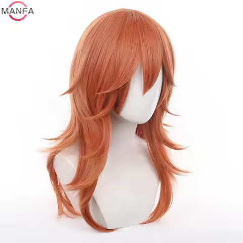 Angel Devil Cosplay Wig Chainsaw Man Wigs Angel Devil Cosplay Orange Brown Heat Resistant Synthetic