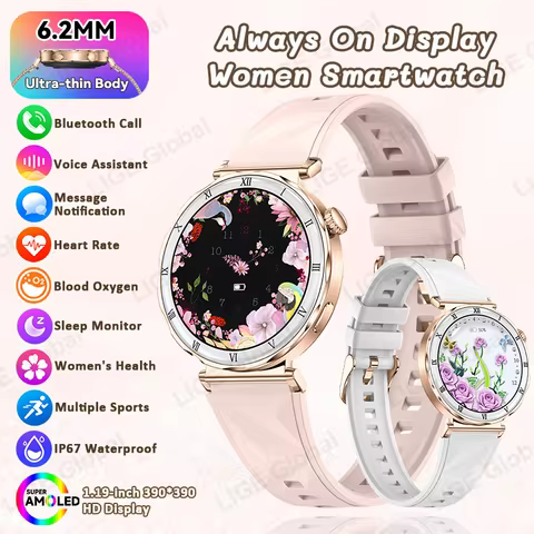 LIGE Fashion Women Smartwatch Always On Display AMOLED Watches Sport Heart Rate Female Health Smart 