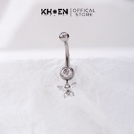 (1 Piece) Layered Stone Butterfly Navel Piercing - Titanium F136 - Eyelets Store