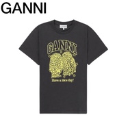 [GANNI] Basic Jersey Owl Relaxed Fit Short Sleeve T-Shirt - Phantom