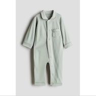 H&M Bear Pajamas Set With Collar Green 4-6M