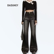 Daduhey Women Korean Style Plus Size High Waist Loose Flared Pants