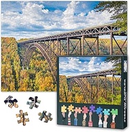 1000 Piece Jigsaw Puzzle for Adults New River Gorge Bridge West Virginia Autumn Foliage Scenic Lands