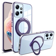 Plating Clear Magnetic Ring Holder Case For Xiaomi Mi 13Lite 12T 11T Poco X5 X4 X3 Redmi 10C 9A Note
