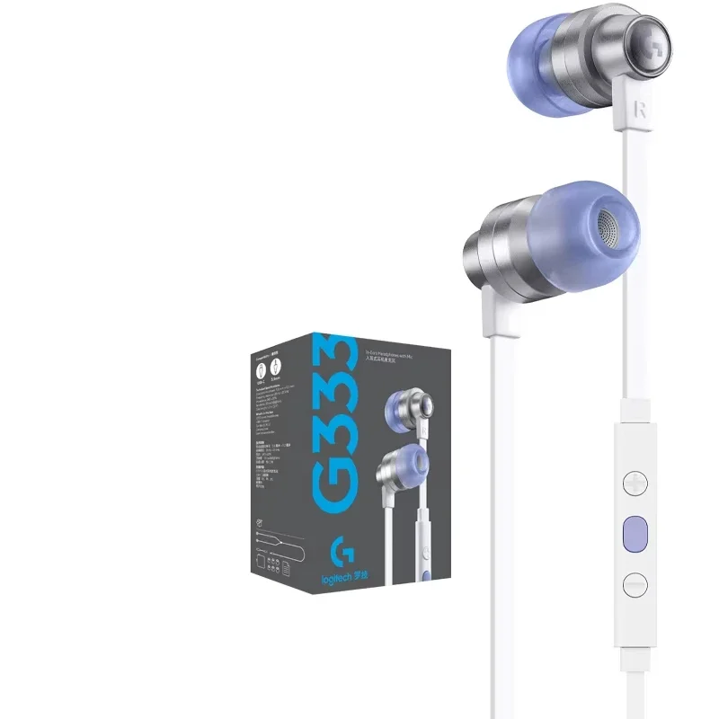 original Logitech G333 Headset Gaming Berkabel In-Ear G333 dengan Mikrofon Tipe C untuk Gaming Lapto