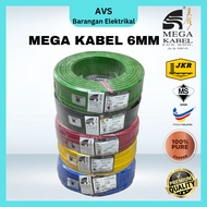 MEGA CABLE 6MM COPPER WIRE WAYAR ELEKTRIK KABEL PVC INSULATED CABLE PVC CABLE GROUNDING CABLE