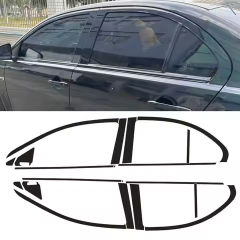 Matte/Glossy Black Chrome Delete Window Trims For Mitsubishi Lancer EX 2008-2016