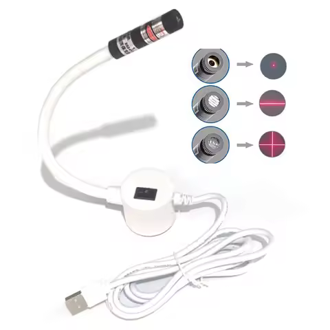 USB Powered DC5V Red Laser Guide Light for Cutting, Infrared Working Lamp with Magnetic Base, Sewing