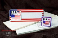 【國旗商品創意館】美國造型複寫停車牌+鑰匙圈/USA/福特/克萊斯勒/凱迪拉克/釷