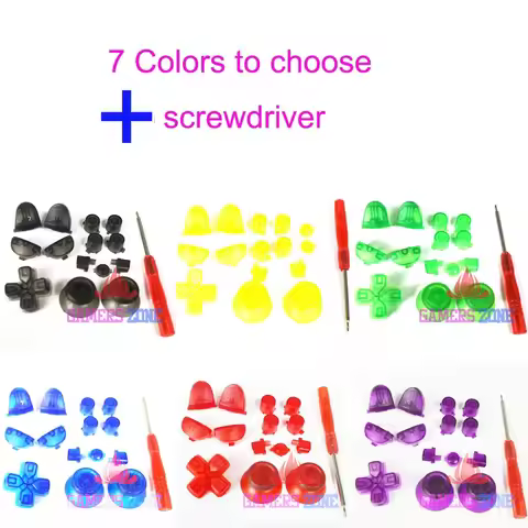 Clear Red Green Blue Purple Yellow Black For PS4 Replacement Upgrade Buttons for modded controller f