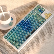 Transparent Foggy Blue Keycaps PC Light Through Cherry Profile keycap set for Mechanical Keyboard