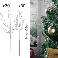 60 Pcs Glitter Christmas Tree Pick 13.7 Inch Curly Tall Tree Filler Branches Christmas Tree Sprigs a