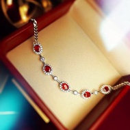 財富•健康•愛情|高級無燒緬甸鴿血紅寶石1.5克拉純銀精緻手鏈