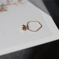 YY韓國專賣~白小C 韓國進口黃金飾品14K金戒指 雙金球金珠指環尾戒 軟鍊戒指