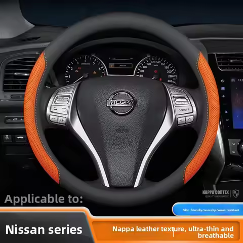 Leather Car Steering Wheel Cover for Nissan Patrol Tiida NP300 Frontier NV200 Navara Accessories