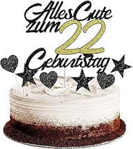 Cake Decoration 22nd Birthday Man Cake Decoration Happy 22th Birthday Black Glitter Cake Topper 22nd