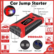 99800 mAh 12v Car Jump Starter Powerbank Power Bank Emergency LED With Tyre Pump Inflator 4 USB Port