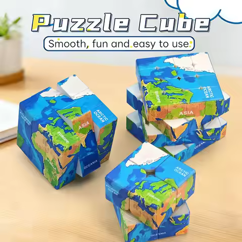 World Map 2x2，World Maps 3x3 Speed Cube,World Map 4x4 UV Printing Element Cube Magic Cube Educationa