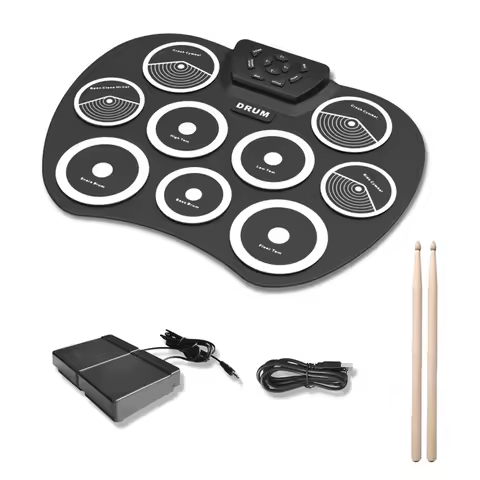 Qcvv-Electronic Drum Set Hand-Rolled Drum 9-Pad MIDI Interface