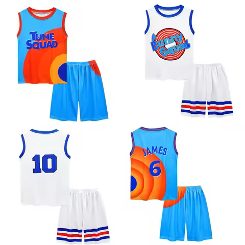 Boys Girls Space Jam 2 Jersey Clothes Tune Squad Basketball Cosplay Vest Shorts Tracksuit Uniform Sp