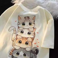 Children Children's Clothing T-Shirts Boys Girls Cat Printed T-Shirts Children's Clothing Fashionabl
