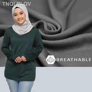 【NEW stock】□AZ Baju Jersi Lengan Panjang / T-shirt Leher Bulat - Putih / Ungu / Biru