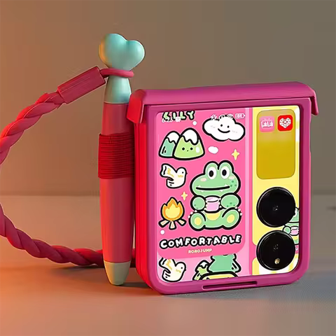 Cute Flip Case for Motorola Razr 50/ Razr 50 Ultra Rose Red Hard Cover with Stylus/ Hand Strap/Cross