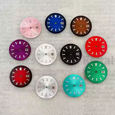 23mm No Logo Horizontal Stripe Watch Dial Ladies Style Green Lume Mod For Seiko PP Nautilus VJ22 Qua