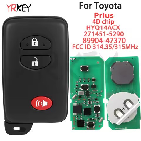 YRKEY - 3 Button Smart Car Key Fob For Toyota Prius / Plug-In 314.35MHz 4D Chip Fit Board 271451‑529