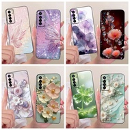 New Casing For Tecno Camon 17 Pro Case CG8 CG8h Stylish Flower Pattern Soft Black Silicone TPU Cover