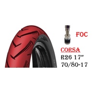 🏍2022 Year Corsa R26 17" 🆓 Tubeless Valve 70/80-17 Tayar Tyre Tubeless 💯Original