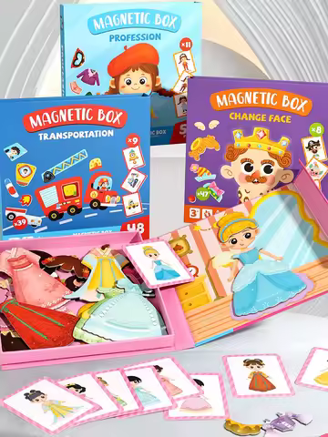 Children's Desktop Magnetic Puzzle Game DIY Magnetic Book Crazy Face Dress-Up Game and Preschool Lea
