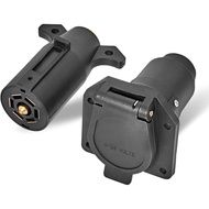 MECMO RV 7 Pin Male & Female Trailer Connector, Vehicle Side & Trailer End 7 Way Blade Style Replace