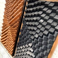 2 件藝術品 - 3D 木牆藝術 - 吸音板 - 藍色紅色牆壁裝飾